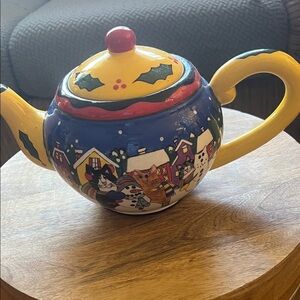 Festive Blue and Yellow Teapot